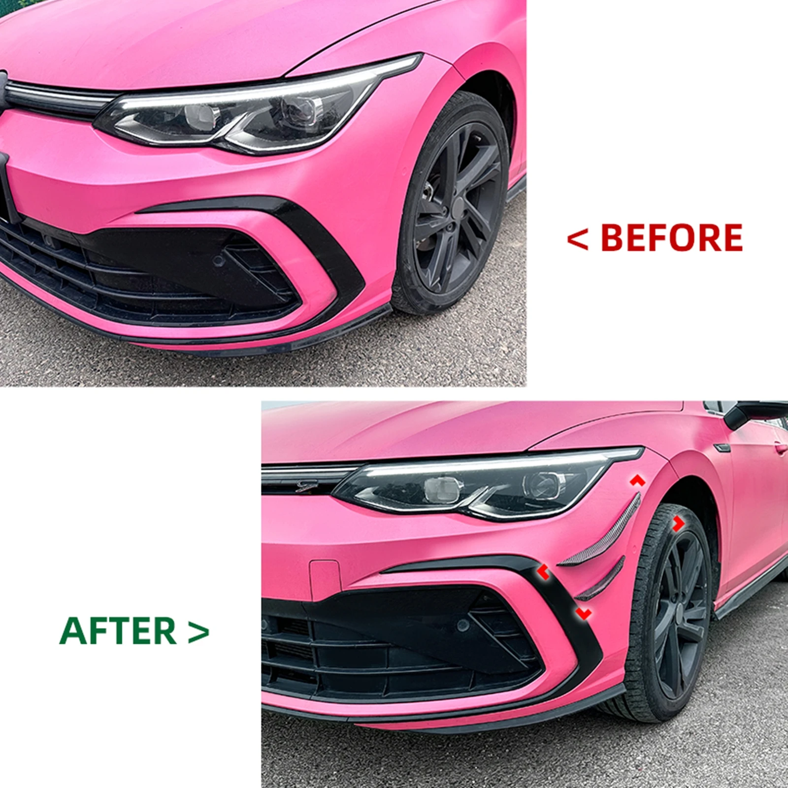 4X 2020 To Up For Volkswagen VW Golf 8 MK8 GTI R GTD GTE  Front Bumper Lip Side Spoiler Trim Intake Frame Splitter Body Kit