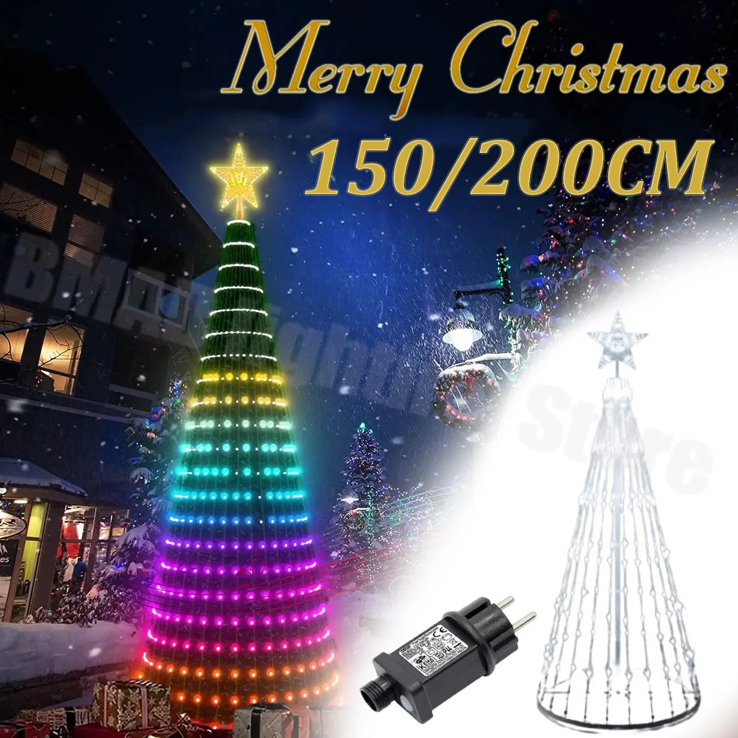 2024 LED Christmas Tree Light Party Cone Animated Lightshow Outdoor Garden Led String Lights Waterproof Home Xmas Decorations