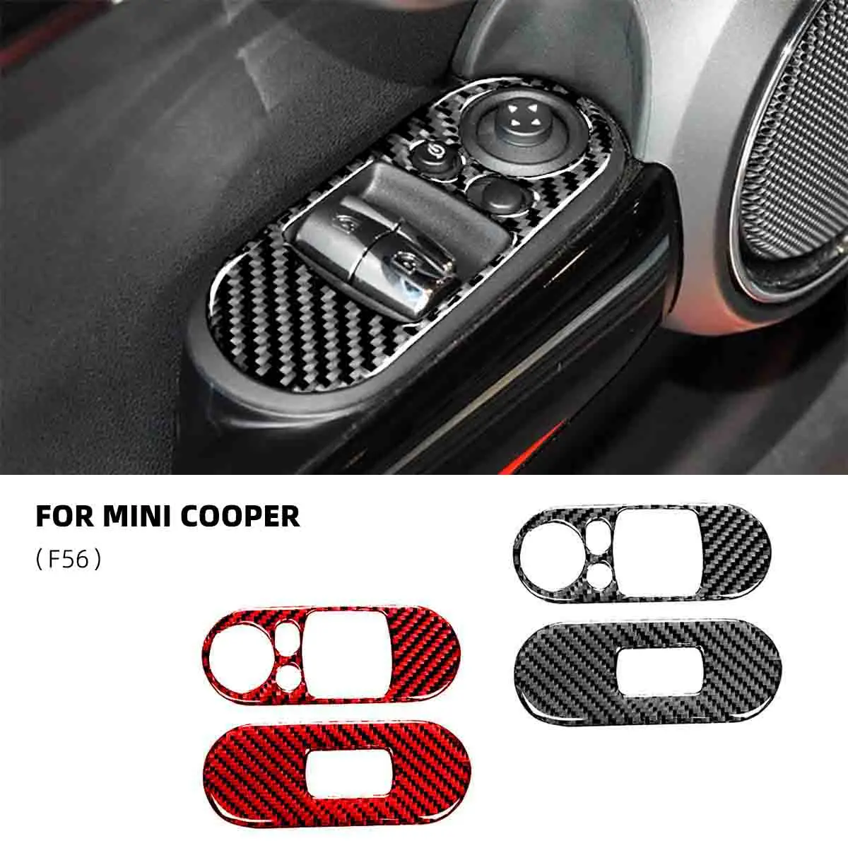 

For BMW MINI Cooper F56 Carbon Fiber Door Window Glass Lift Control Switch Panel Cover Trim Accesorios Para Auto Car Stickers