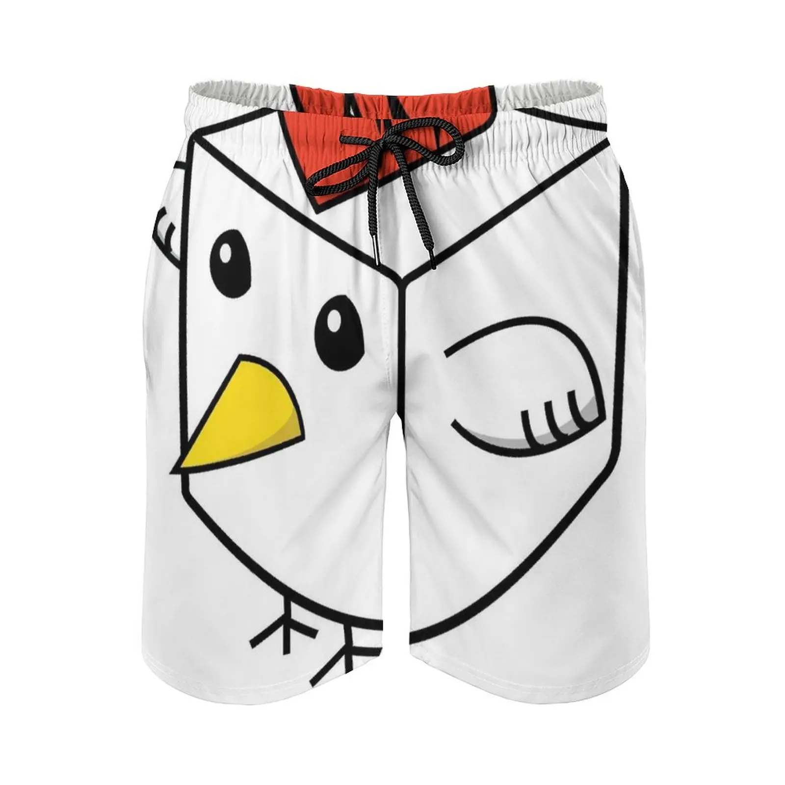 

Cock Block Men'S Beach Shorts 3D Printing Loose Surf Board Shorts Beachwear Cock Block Cube Chicken Funny Joke Animal Beach