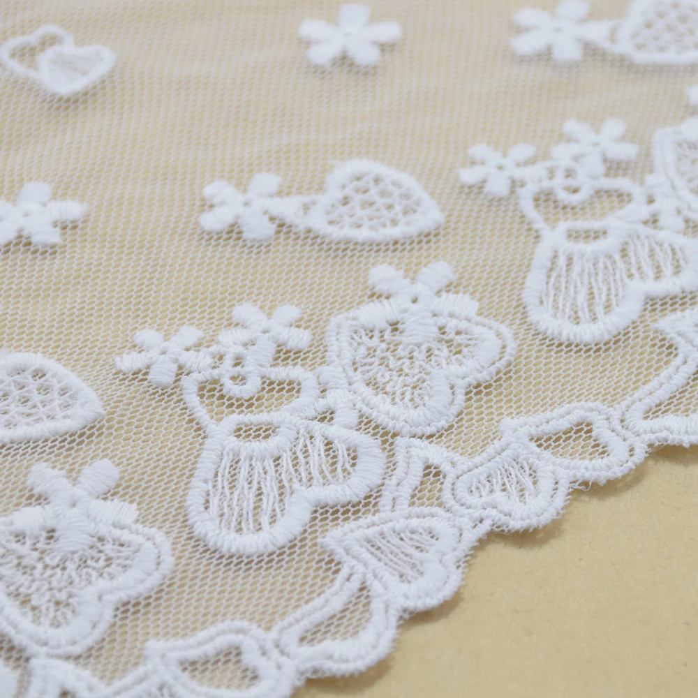 27cm Big Width White Cotton Embroidery Lace French Ribbon Fabric Guipure Diy Trim Warp Knitting Sewing Wedding Accessories#3012