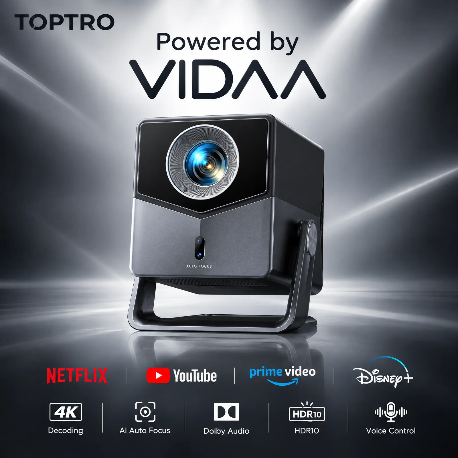 Home Cinema Focal - Toptro Projector 4K 1080P WiFi6 Auto