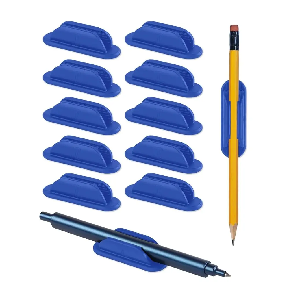 

Набор из 10 силиконовых держателей для карандашей на клейкой основе для стола - Гибкие держатели для ручек с 15 клейкими накладками - Для офиса