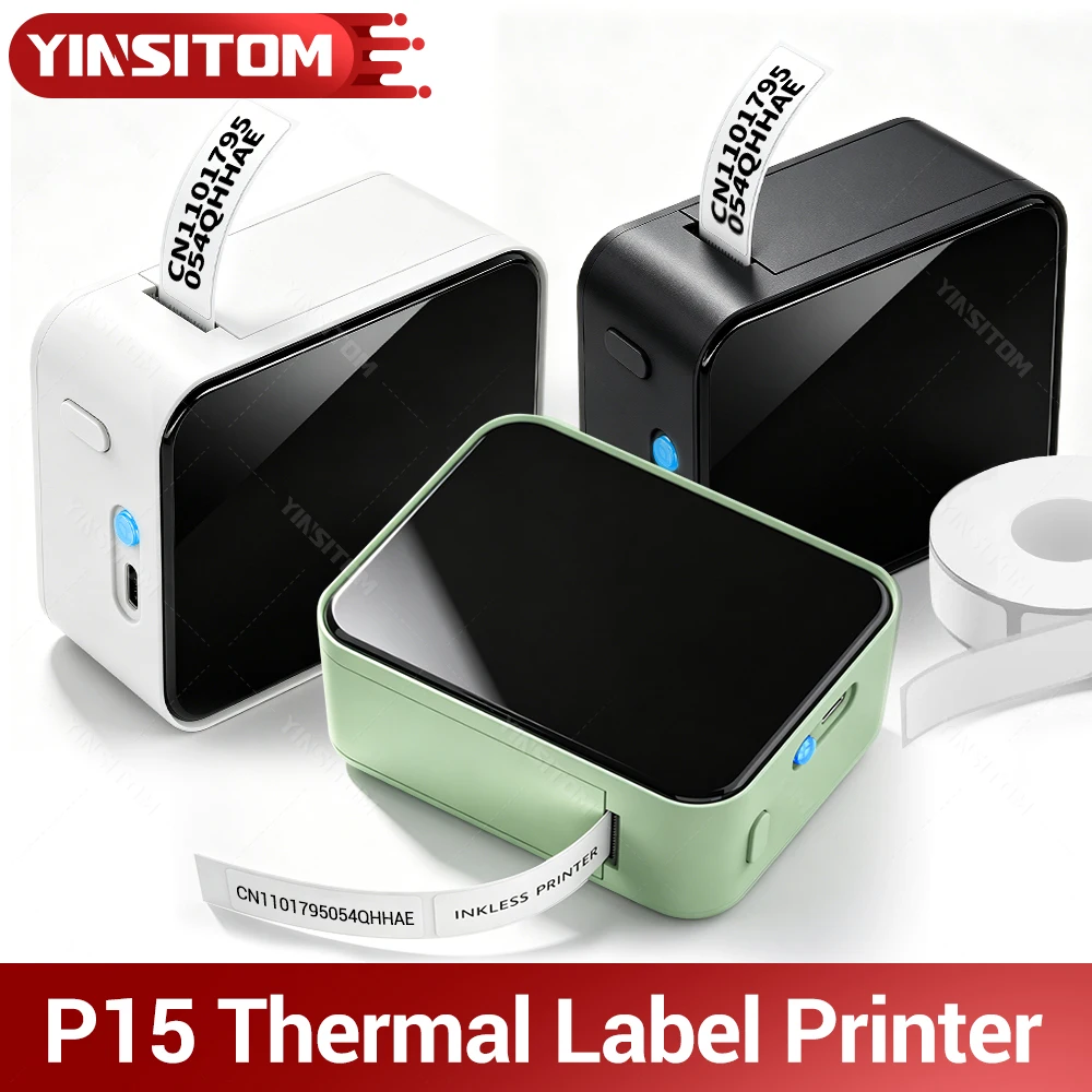 Portable Mini P15 Thermal Label Printer Name Tag Price Note Time Print Wireless Bluetooth Maker for  iOS and Android