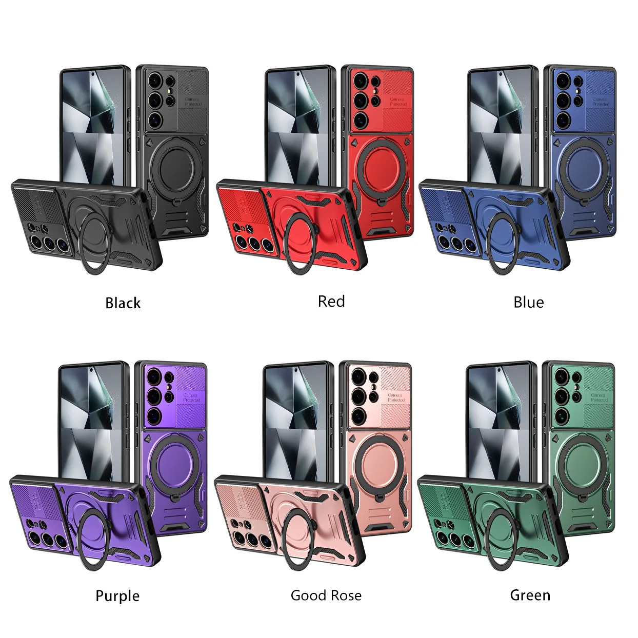 

For Samsung Galaxy S26 Ultra Heavy Duty Armor Phone Case Camera Protector 360 Magnetic Metal Invisible Bracket Stand Cover Skin