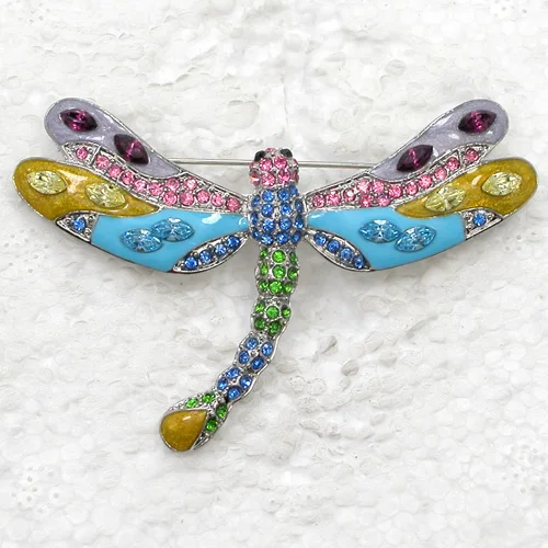 

60pcs/lot Mixed Color (Can Notes Color) Wholesale Dragonfly Enamel Rhinestone Pin brooches C101983