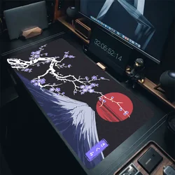 Japanese Sakura Gaming Mouse Pad Pink Sakura Mousepads Black White XXL Large Desk Mat Torii Art Mouse Mats Rugs for Laptop Gamer