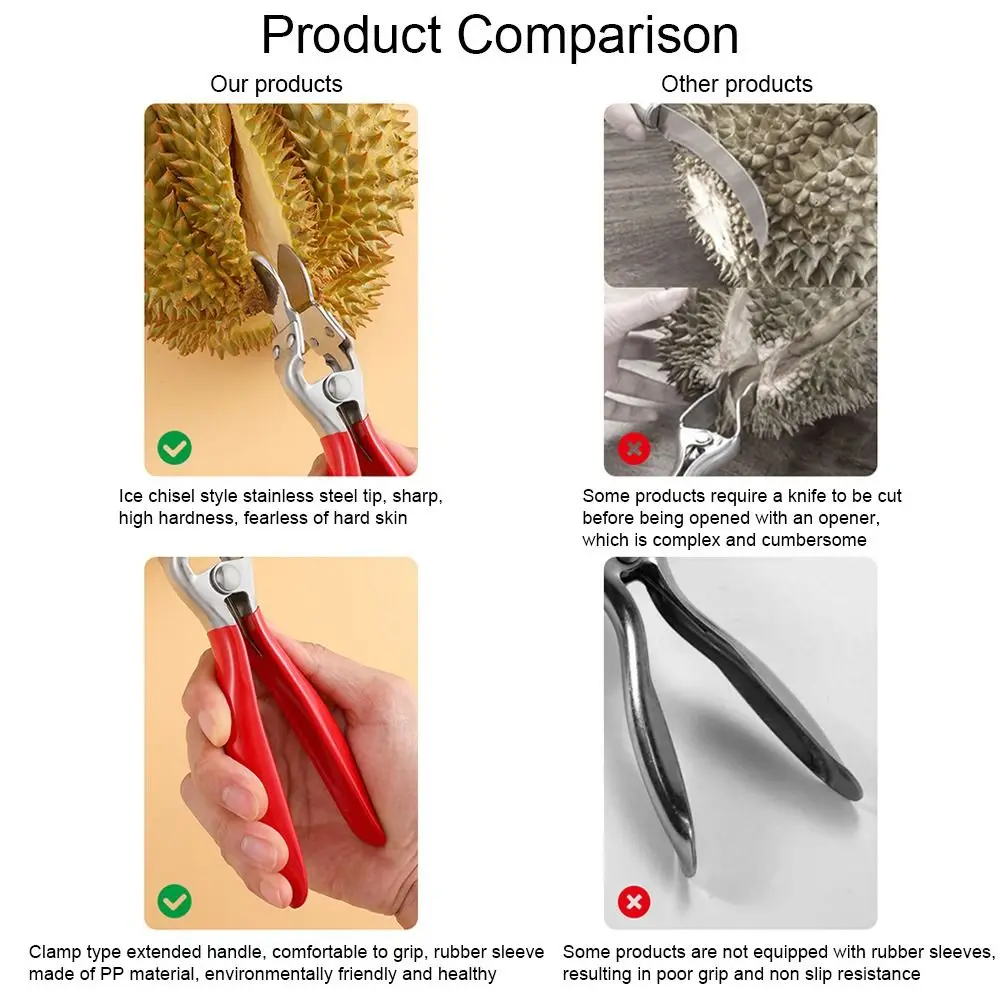 Stainless Steel Durian Opener Clip Rustproof Pliers Durable Durian Peel Breaking Tool for Restaurant Household Cooking Tools