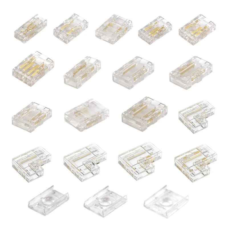 Złącze przewodu LED COB 5 8 10 mm Połączenie bez lutowania Mini klamra FCOB RGB CCT LED Strip Lights 2 3 4 Pin No Dark Area Connector