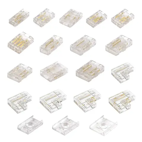 COB LED 와이어 커넥터 – 무납땜 미니 버클, FCOB RGB CCT LED 스트립 조명용, 어두운 영역 커넥터 없음, 5mm/8mm/10mm 연결, 2핀/3핀/4핀 호환