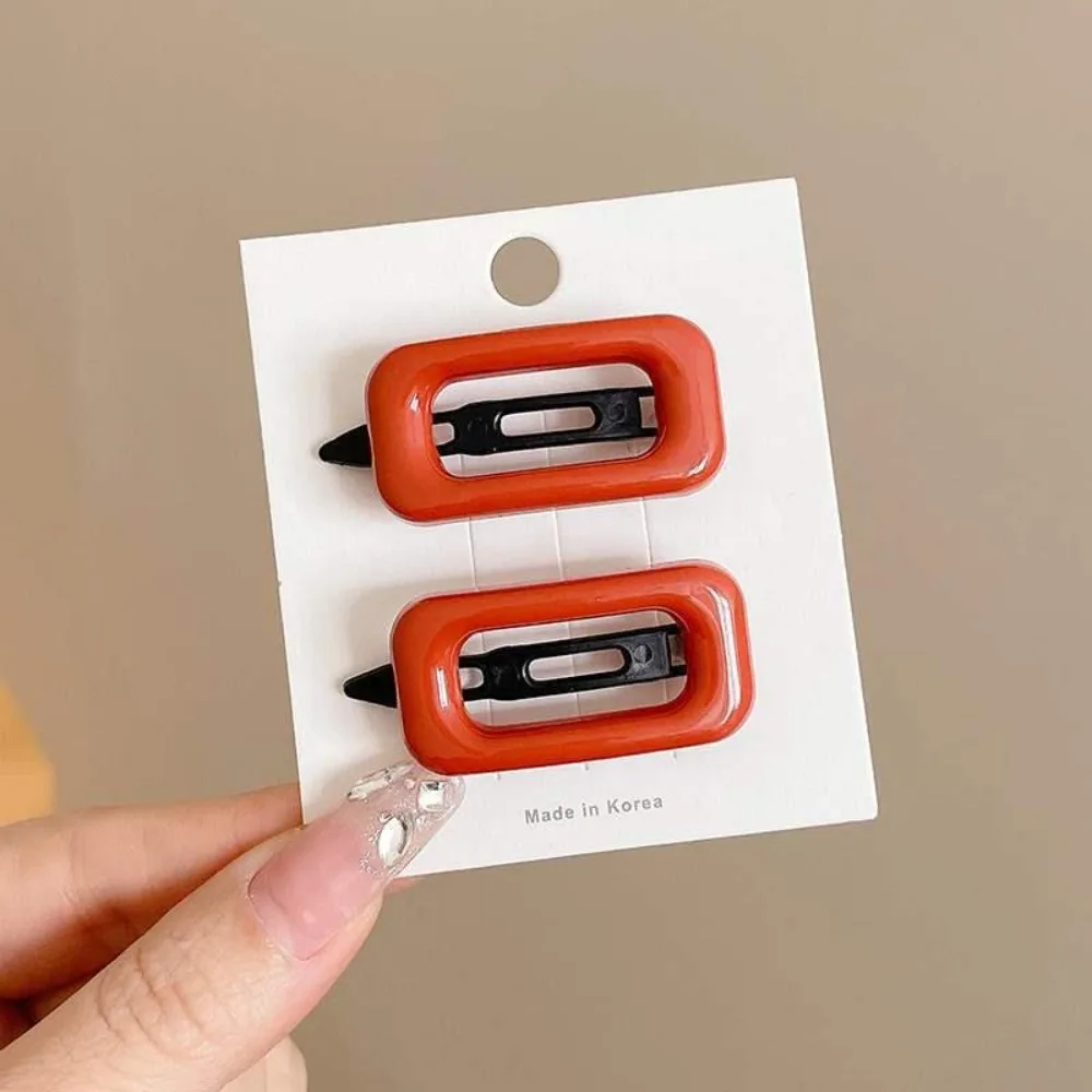 زوج واحد من مشابك الشعر على الطراز الكوري الجديدة المربعة خفيفة الوزن للأطفال من Morandi Color All Match أغطية الرأس