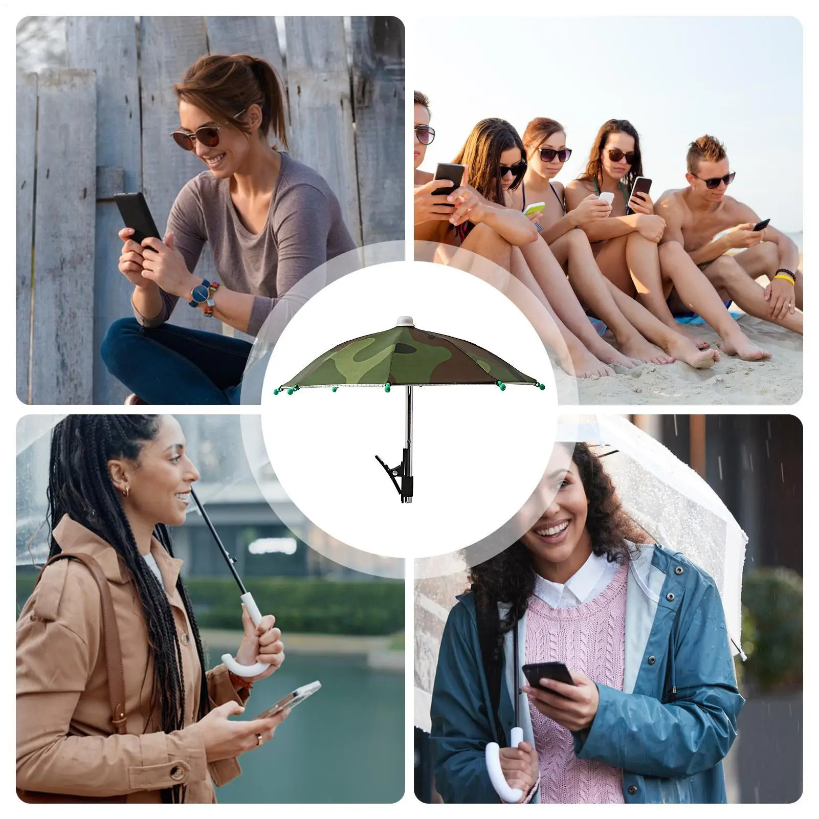 Cell Phone Umbrella Holder with Clip for Sun Shade Cell Phone Umbrella Phone Clip Outdoor Anti-Glare Sunshade UV Protection