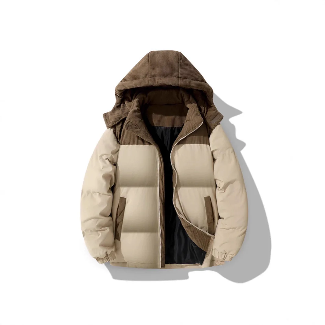 

Вельветовая хлопковая куртка, мужская зимняя модная свободная хлопковая куртка с цветными блоками, мужская верхняя одежда