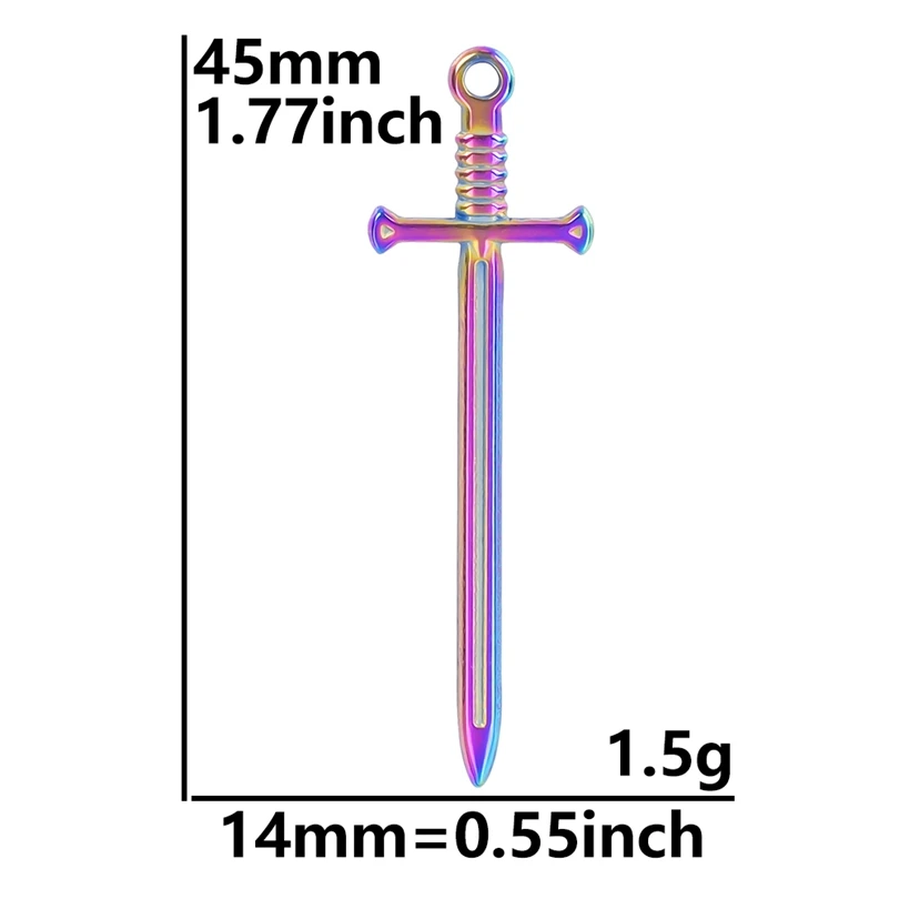 10pcs/Lot Long Sword Charms For Jewelry Making Supplies Weapons Pendant Stainless Steel Pendants Wholesale DIY Handmade Material