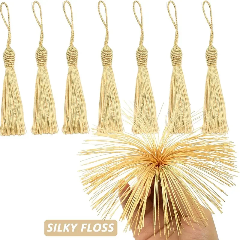 2/5/10/20Pcs 15cm Silky Floss Bookmark Tassels with Cord Loop Soft Chinese Knot Tassel for Jewelry Making DIY Craft Accessory