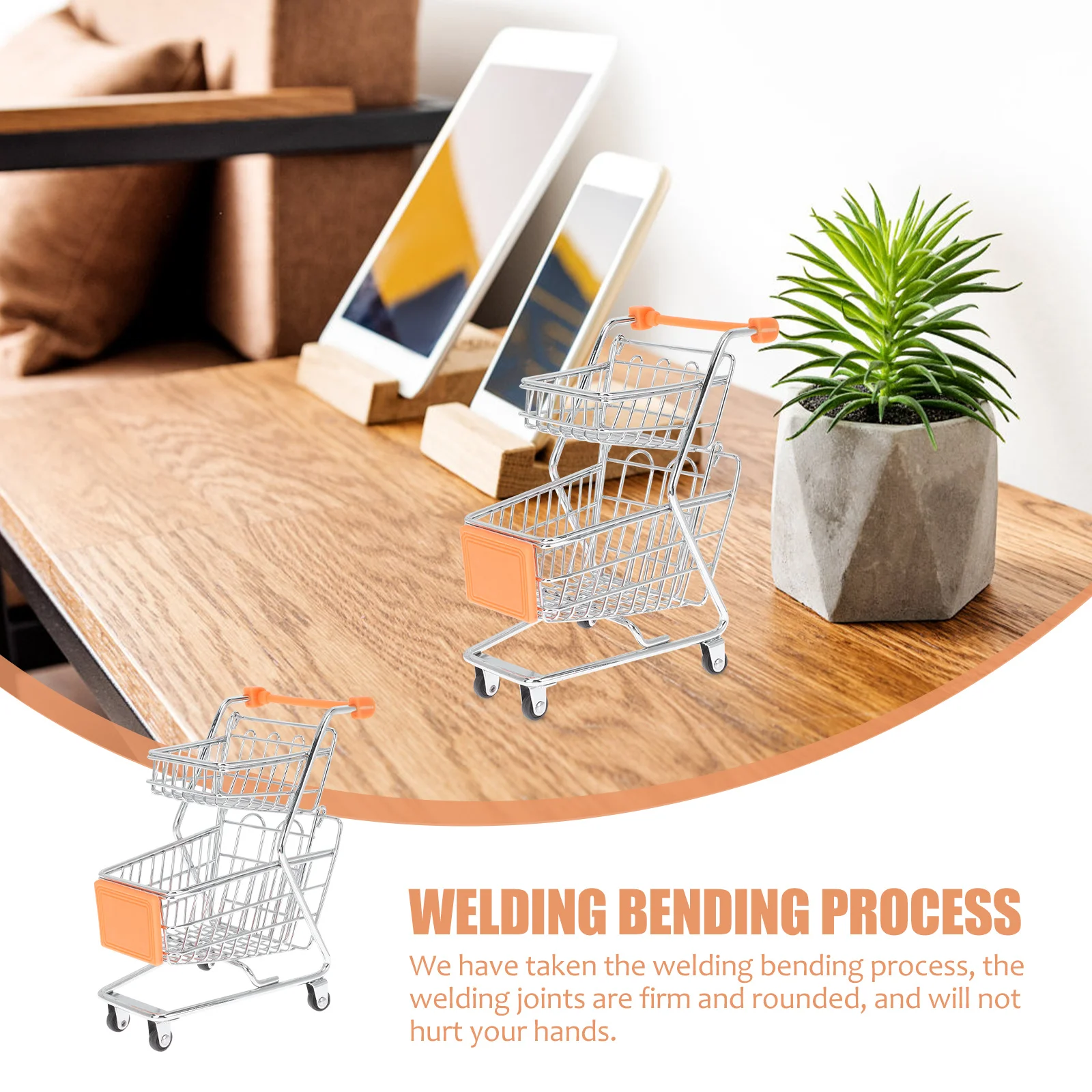 Mini carrello della spesa per bambini Piccolo carrello del supermercato Carrello portaoggetti da tavolo Carrello per bambini Strumento di gioco Decorazione della casa Accessori di gioco