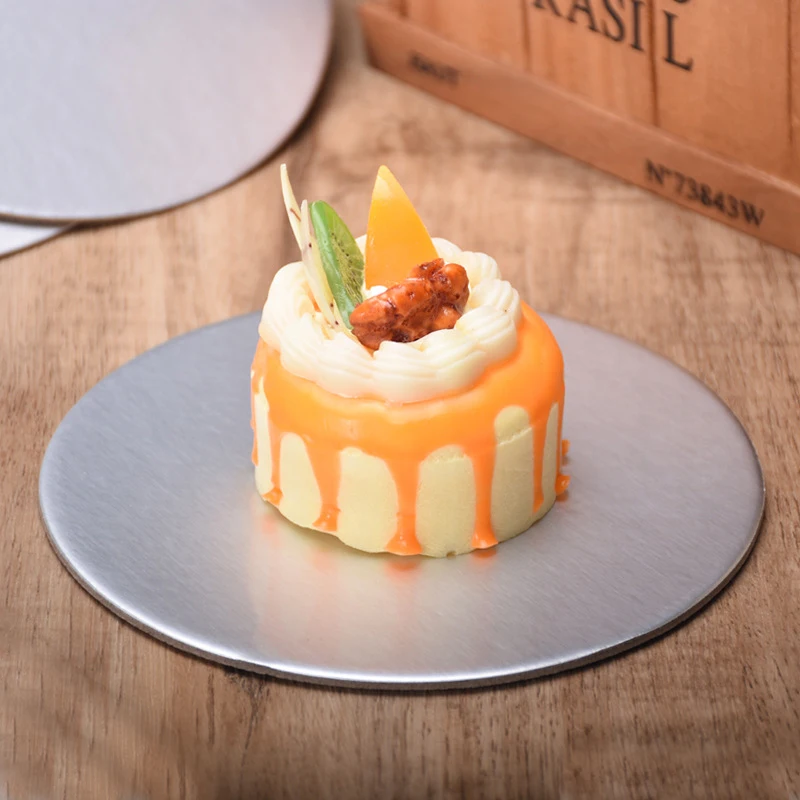 Silberbeschichtetes rundes Kuchenbrett, Durchmesser 10–33 cm, erhältlich, Kreis, Kartonbasis, Desserttablett, Mousse-Kuchendekorationszubehör – Detail 7