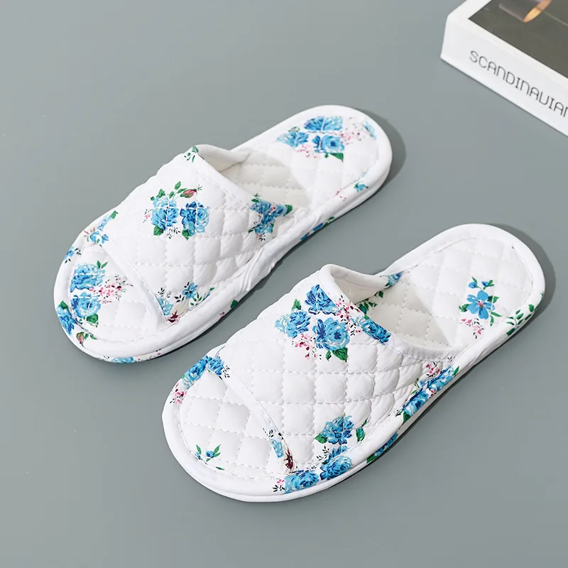 Women Home Slippers Soft Cotton Floral Floor Shoes Antislip Bedroom Slippers Lightweight Couple Slippers Fashion Women Shoes