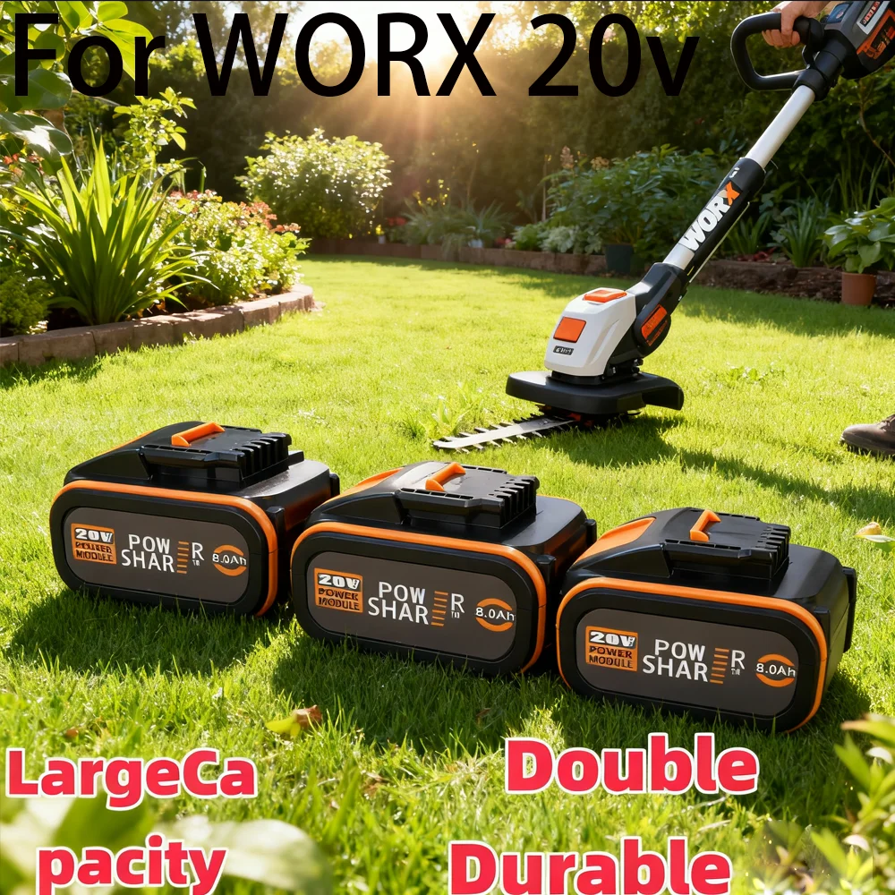 Pour Worx batterie au Lithium originale 20V 8.0Ah Rechargeable WA3553 WA3551 WA3553.1 WA3570 pour tous les outils électriques et de jardin WORX