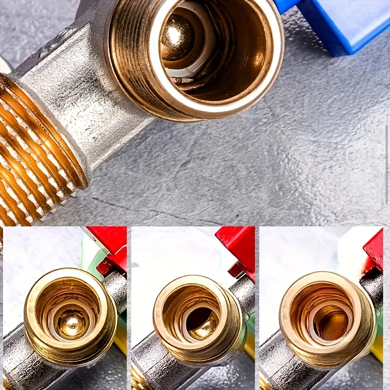 2‑Pack Full‑Port Brass Angle Ball Valve G1/2, Quarter‑Turn Shut‑Off Valve with Red & Blue Handle for Hot Cold Water Plumbing