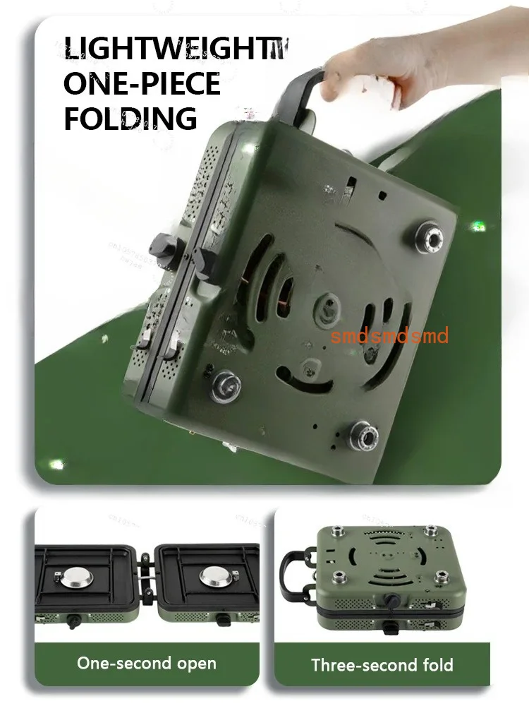 Outdoor Portable 2 Burner Camping Gas Grill Mini Foldable Gas Stoves for Picnic Easy to Clean BBQ Grill