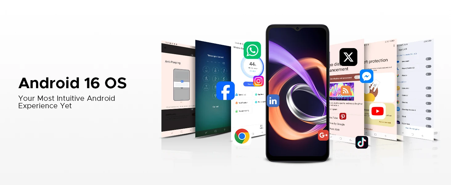DOOGEE Note56 Plus Android 16 Gemini Ai Smartphones 6150mAh Battery 48GB RAM(6+42) 256GB ROM 6.56'' Screen Widevine L1 NFC Google Play Support Cell Phones
