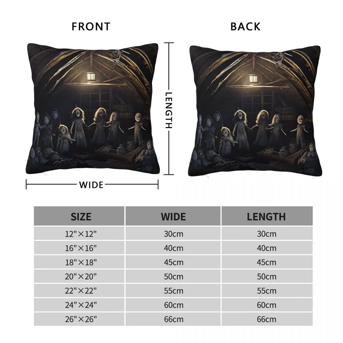 Haunted Attic With Possessed Creepy Dolls Pillowcase Cushion Comfort Throw Pillow Sofa Decorative Cushions Used for Home Bedroom