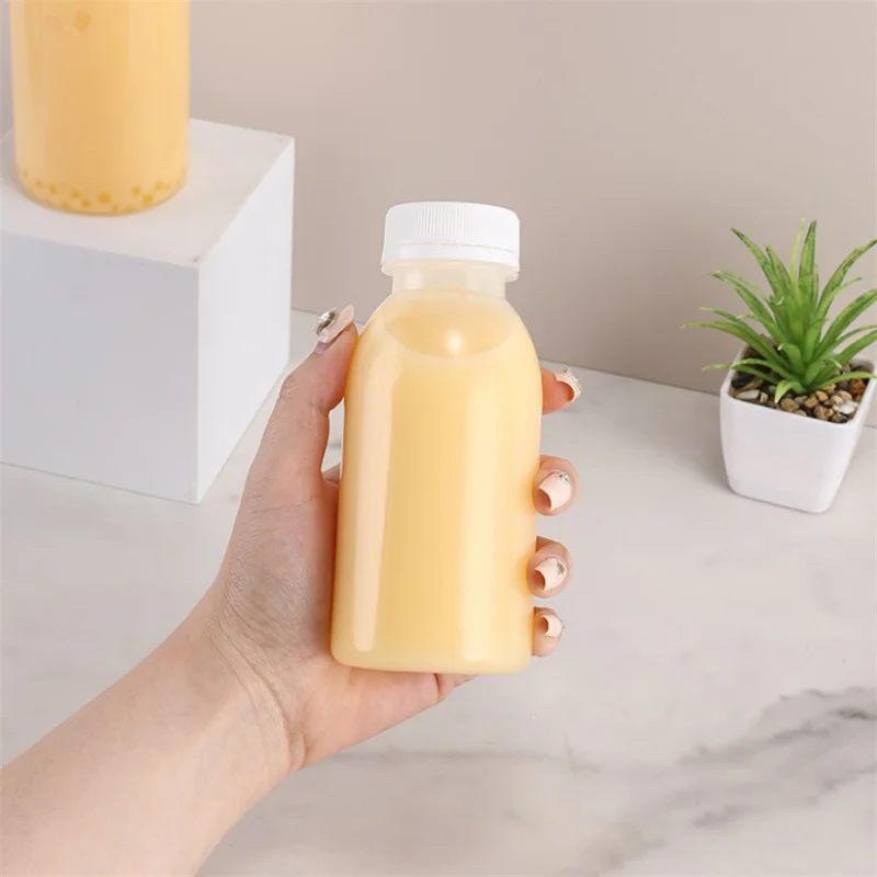 6pcs Small Plastic Bottle 100ml Milk Bottles Small Juice Bottles Leakproof Milk Bottles Portable Beverage Bottles Plastic Water