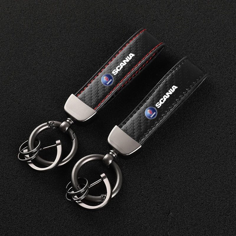 

Leather Carbon Fiber Car Rings Keychain Zinc Alloy Keyrings For Scania K250 K280 K310 K320 K490 SERIE G P S Serie Auto Parts