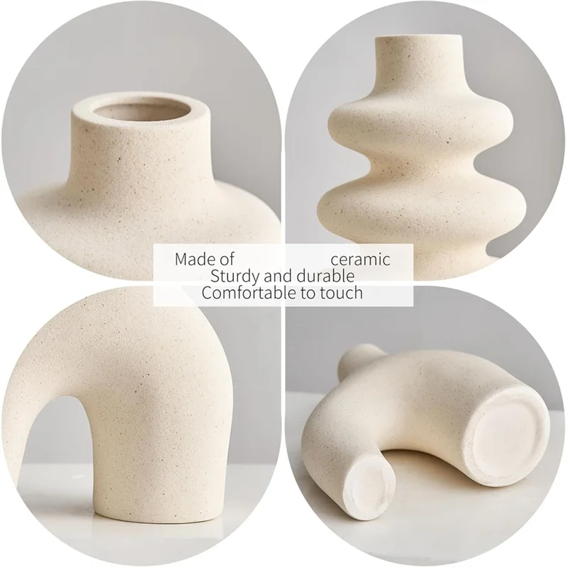 

BAAR-For Wedding Centerpieces Round White Vases, Modern Boho Vases For Home Decor, Small Flower Vases For Pampas Grass
