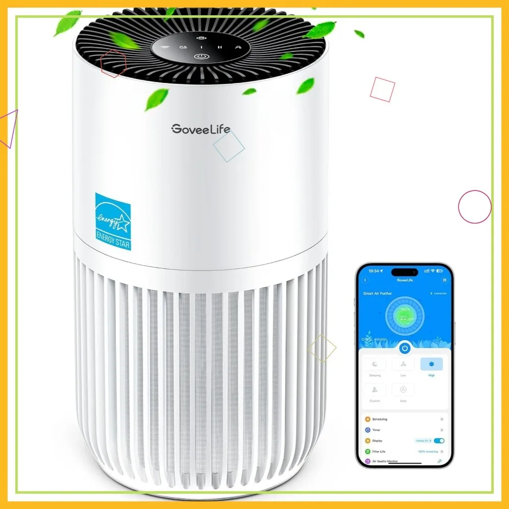 

Smart Mini Air Purifier with App & Alexa Control for Pet Hair, Odors, Pollen, Smoke - Portable Air Cleaner