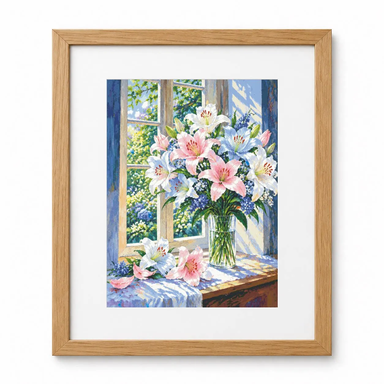 [ZZ9513-Fragrant Lily]11CT 14CT 16CT DIY Stamped Cross Stitch Kit with Printed Canvas and Cotton Threads Embroidery Needlework