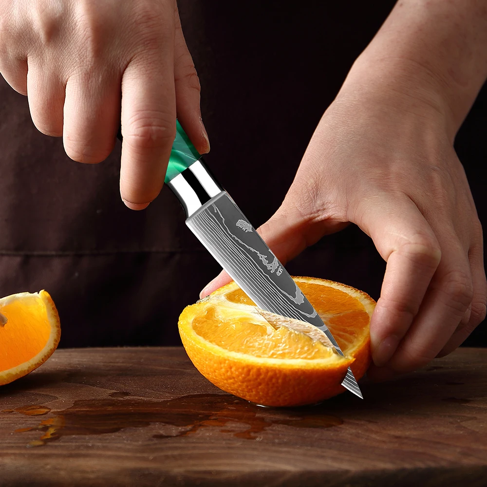 XITUO Paring Knife 3.5 inch Fruit Peeling Knife Ultra Sharp Kitchen Chef Knife Damascus Laser Pattern Steel Full Tang Handle