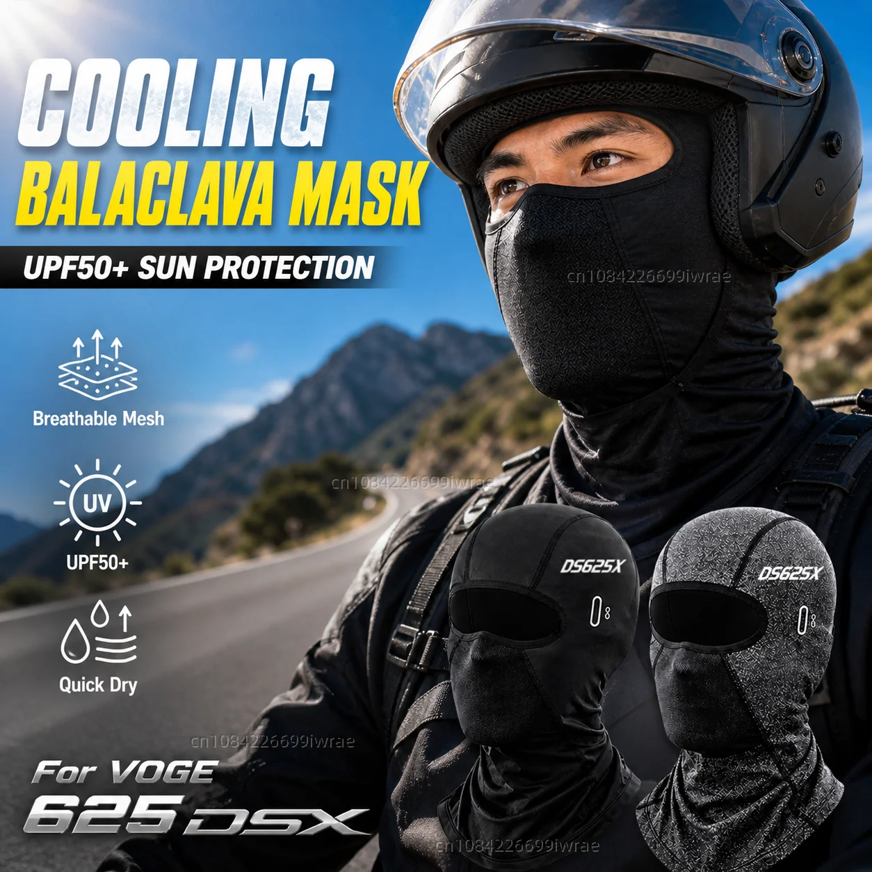 Cooling Motorcycle Balaclava Mask UPF50+ UV Protection Breathable Face Cover Summer For VOGE 625 DSX DSX625 DS 625X