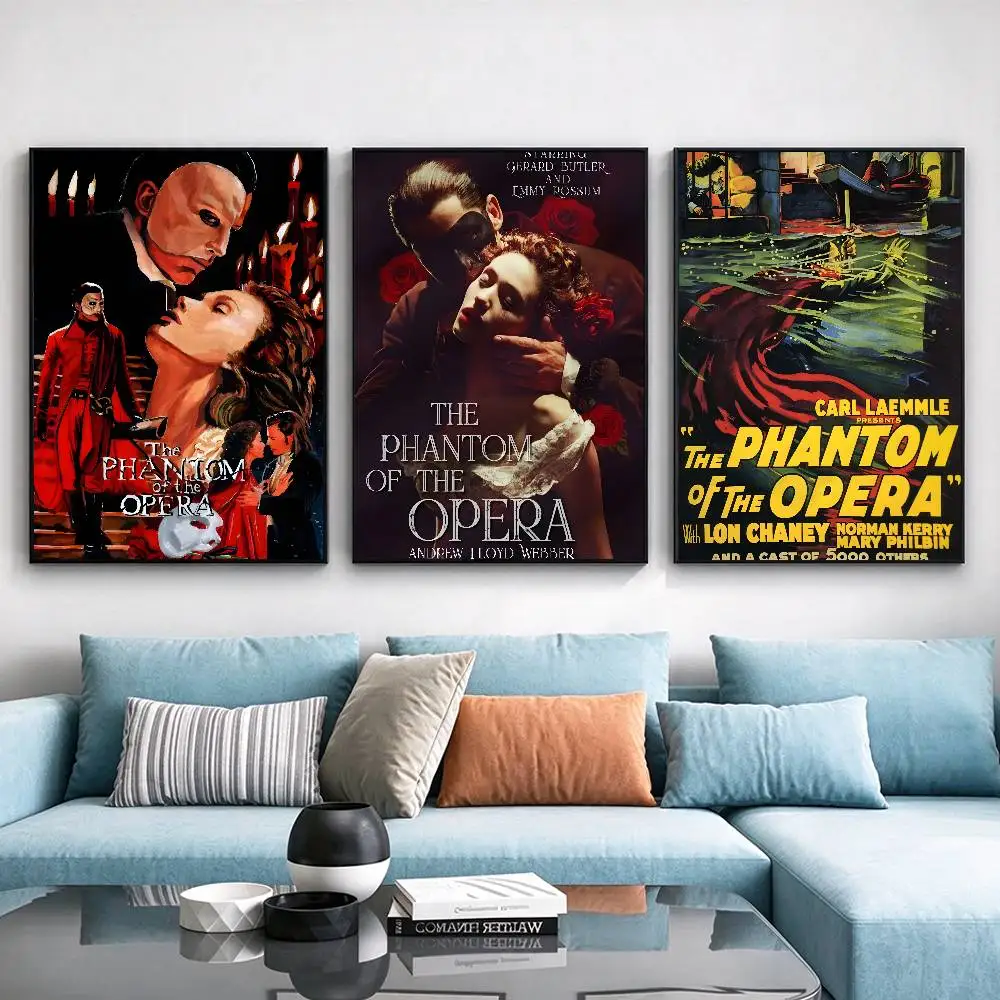 Musical Movie T-The Phantom of the Opera Poster Waterproof Wall Art Sticker For Bar Living Room Vintage Decor High Quality Print