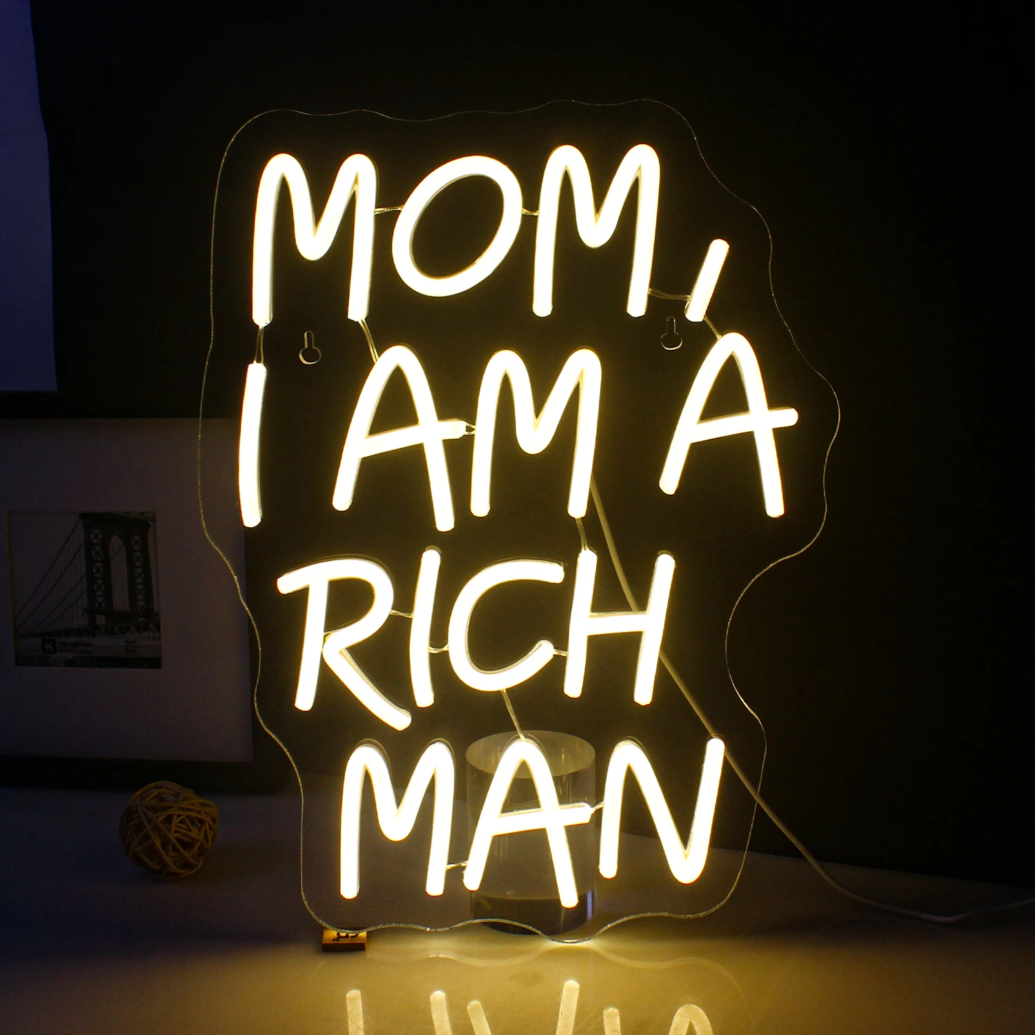 

Mom I Am A Rich Man Neon Led Sign USB Powered Neon Lights For Wall Decor Art Home Party Room Decoration For Bedroom Bars Lamp