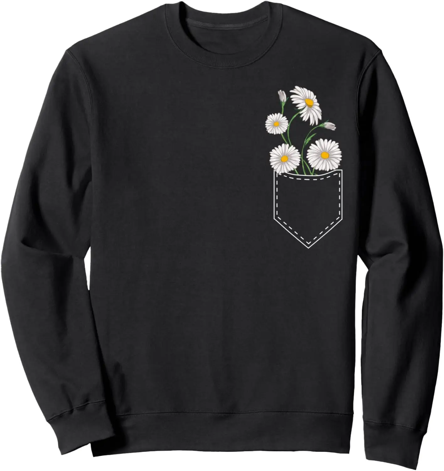 Sweat-shirt floral avec bouquet de camomille et marguerites, tee-shirt avec poche, détruisez isies