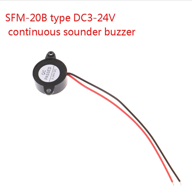 SFM-20B DC 3-24V Durable Piezoelectric Electronic Buzzer Alarm With 95 DB Continuous Sound Output For Arduino Applications