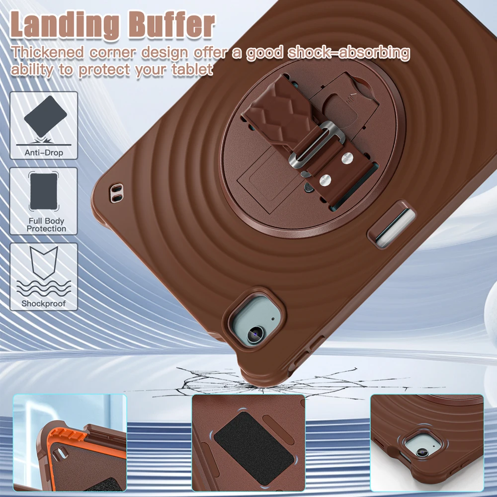 

Ripple Silicone Tablet Cases For iPad Air11 Air 11 2025 Case for iPad Pro 11 4th 3rd 2nd 2022 2021 Cover Rotate PC Stand Shell