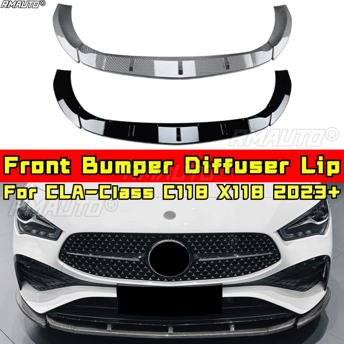 

For Mercedes Benz CLA-Class C118 X118 2023+ Body Kit Front Bumper Spoiler Bumper Protector Diffuser Lip Guard Car Accessories