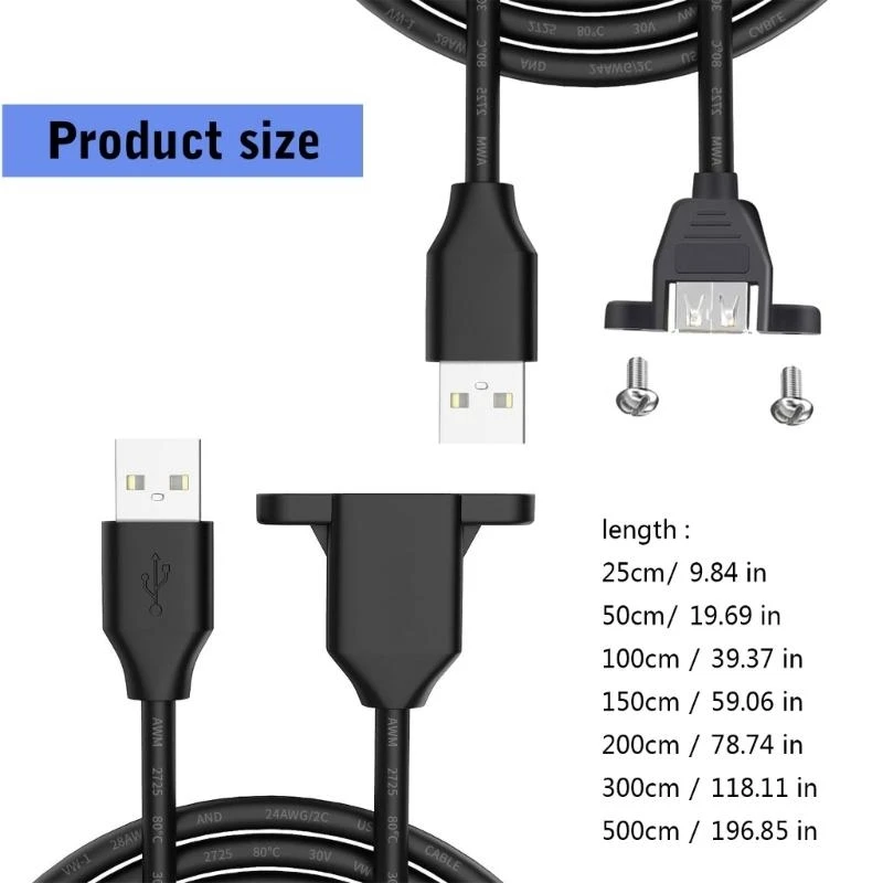 

USB 2.0 Extension Cable Male To Female With Panel Mount Feature For Computer
