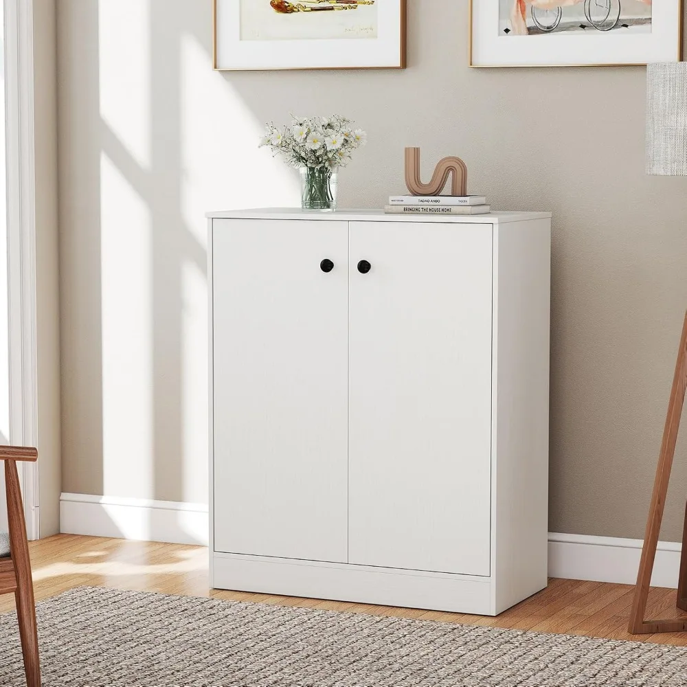 خزانة تخزين LOKO ذات بابين، خزانة أرضية حديثة مع رف من 3 طبقات، خزانة جانبية قائمة بذاتها مع جهاز مضاد للانزلاق، تخزين