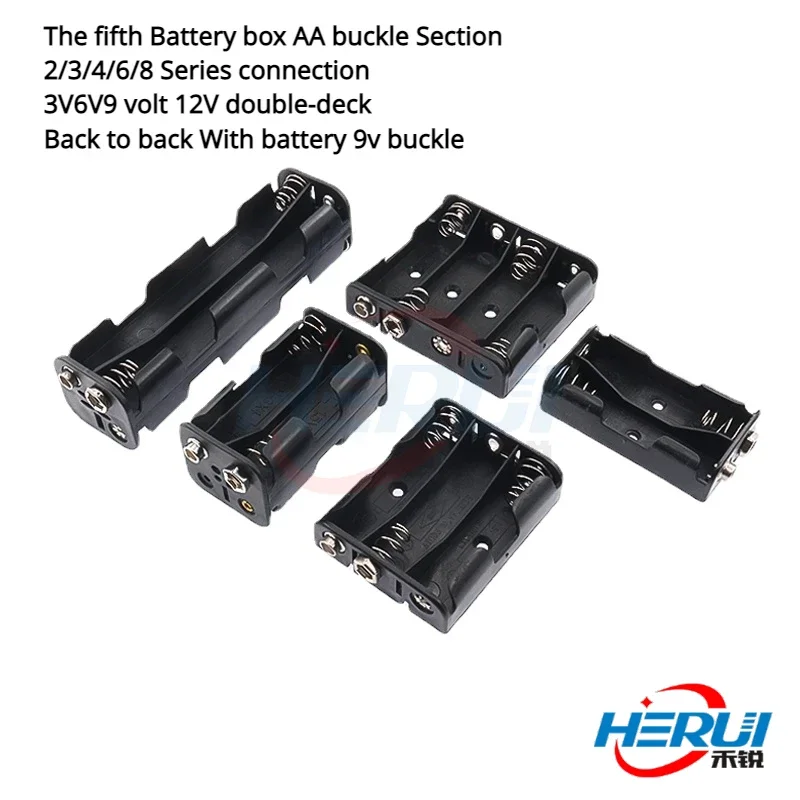 

The fifth Battery box AA buckle Section 2/3/4/6/8 Series connection 3V6V9 volt 12V double-deck Back to back With battery 9v