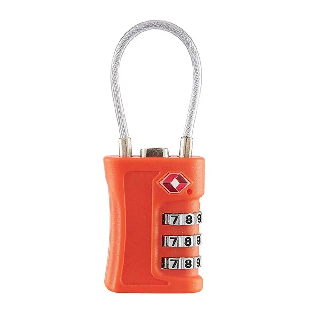 Portable TSA 3 Digit Combination Lock Anti-theft Wire Rope Customs Password Lock Padlock Security Tool Cabinet Lock Travel