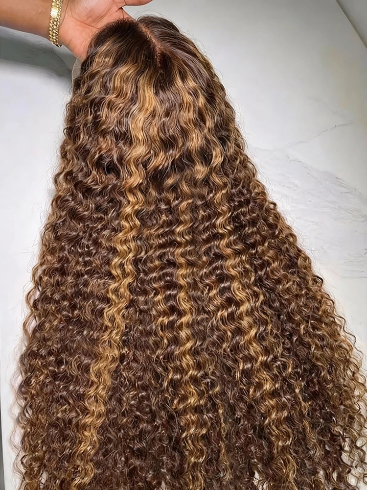 

Пышный кудрявый парик с HD-кружевной передней частью 13x6, из натуральных волос, глубокая волна, парик с кружевной передней частью 13x4, с мелированием, блонд, омбре, цветные парики для женщин