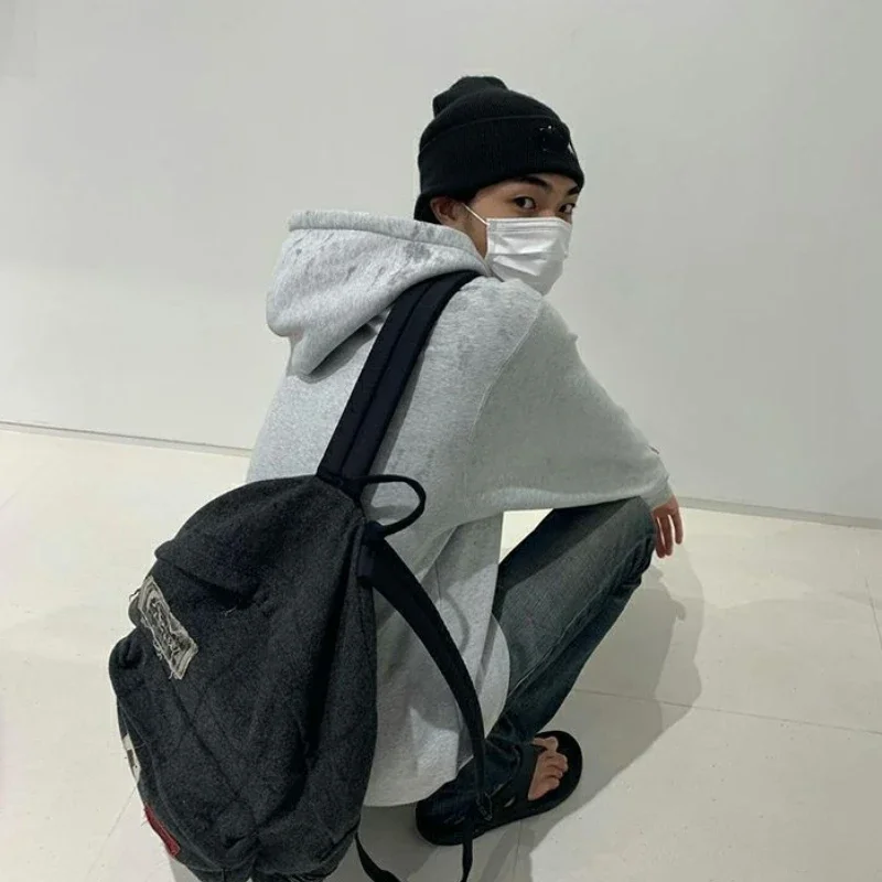 Koreanische Streetwear Alle Spiel Kette Schul Vintage Y2k Ästhetische Mode Einfache Rucksäcke Frauen Studenten High-kapazität Rucksack