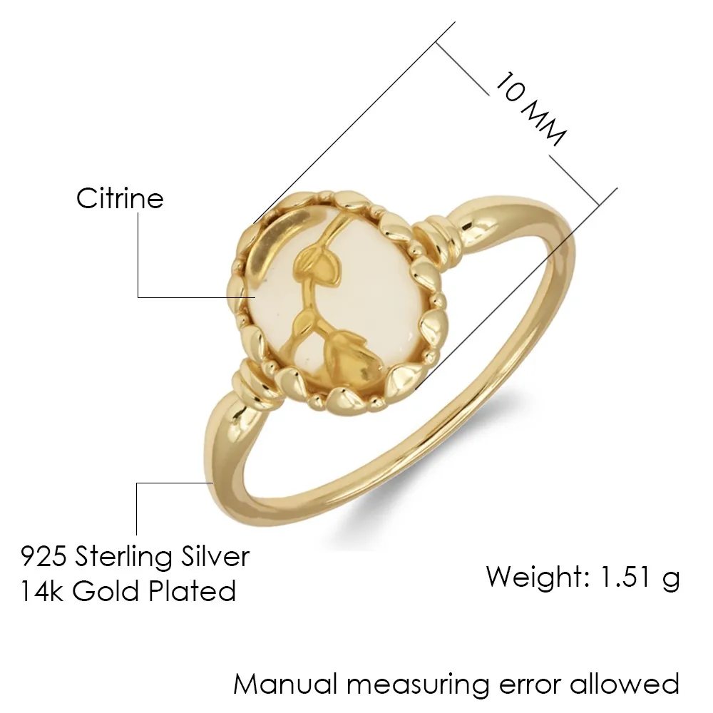 LAMOON Natural Citrine Gemstone Ring For Women Simple Elegant 925 Sterling Silver Gold Plated Party Aniversary Fine Jewelry