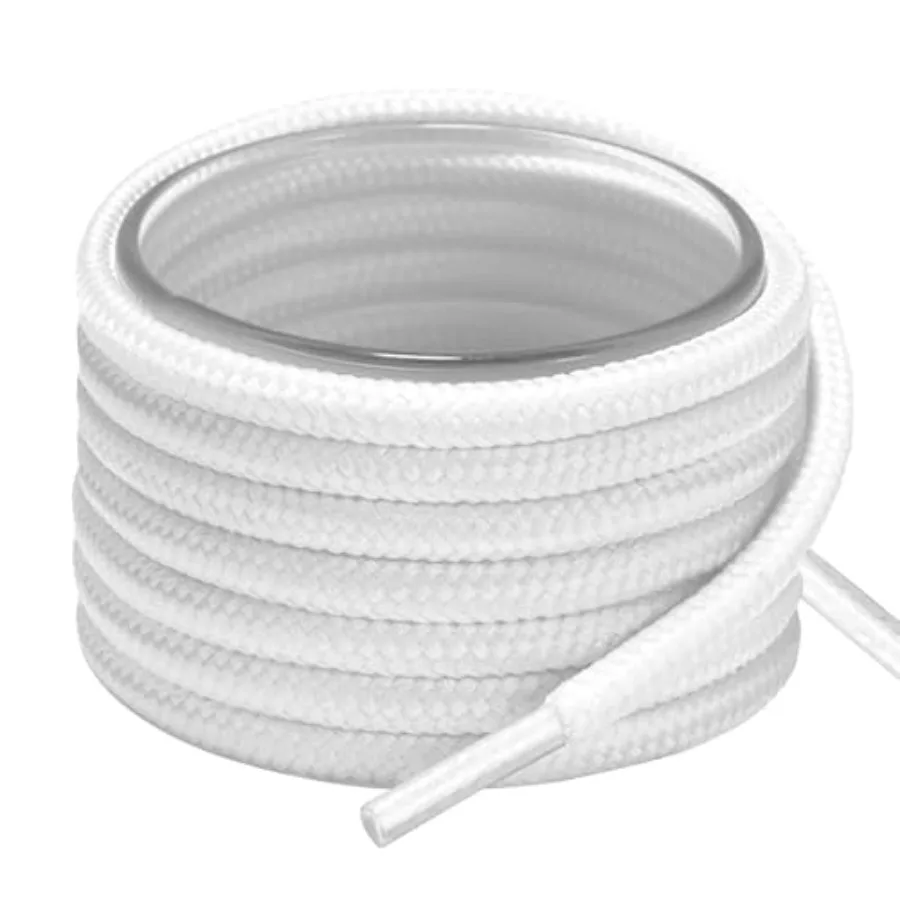 أربطة أحذية مستديرة بيضاء من البوليستر مع أطراف معززة مثالية للأحذية والإكسسوارات المختلفة 120 سم/47ih #1