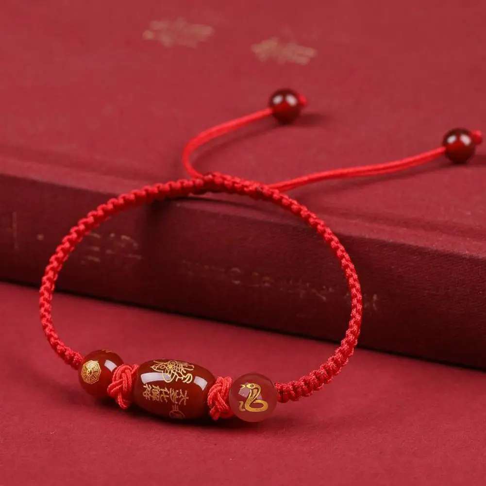 Tradicional chinês Dragão Red Hand Rope, pulseira ajustável, Acessórios tecidos, Luck K0G3