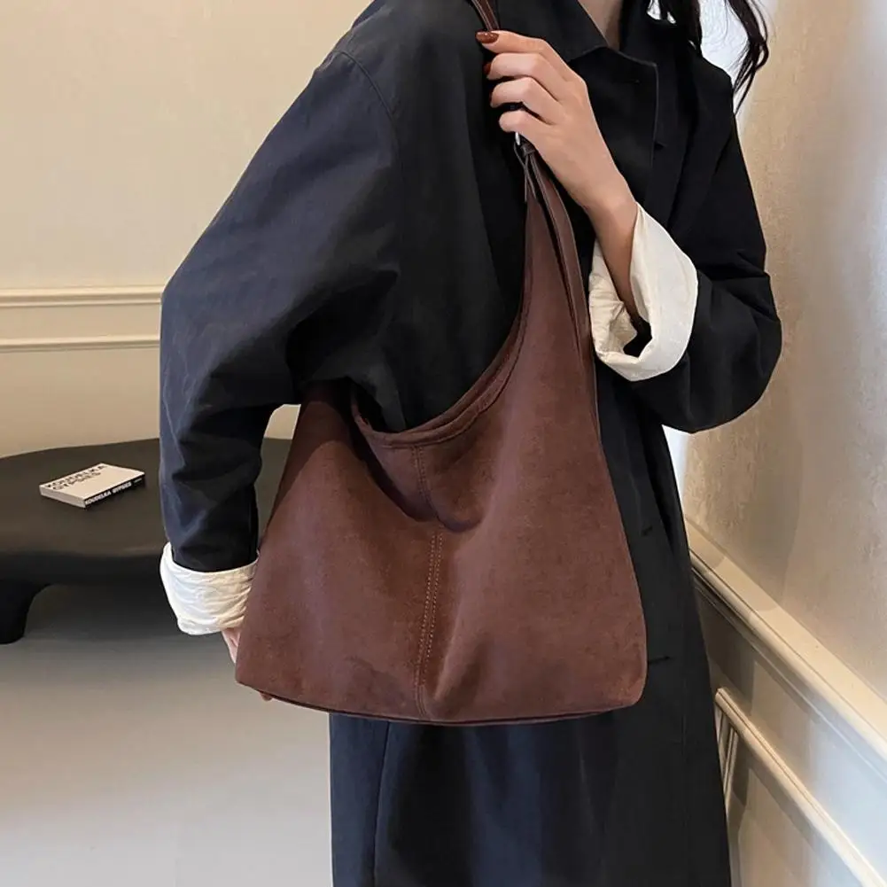 الجلد المدبوغ خمر المرأة حقيبة حمل حقيبة اليد بوليصة الشحن الكتف المرأة حقيبة ريترو بسيطة حقيبة كبيرة حمل حقيبة #5